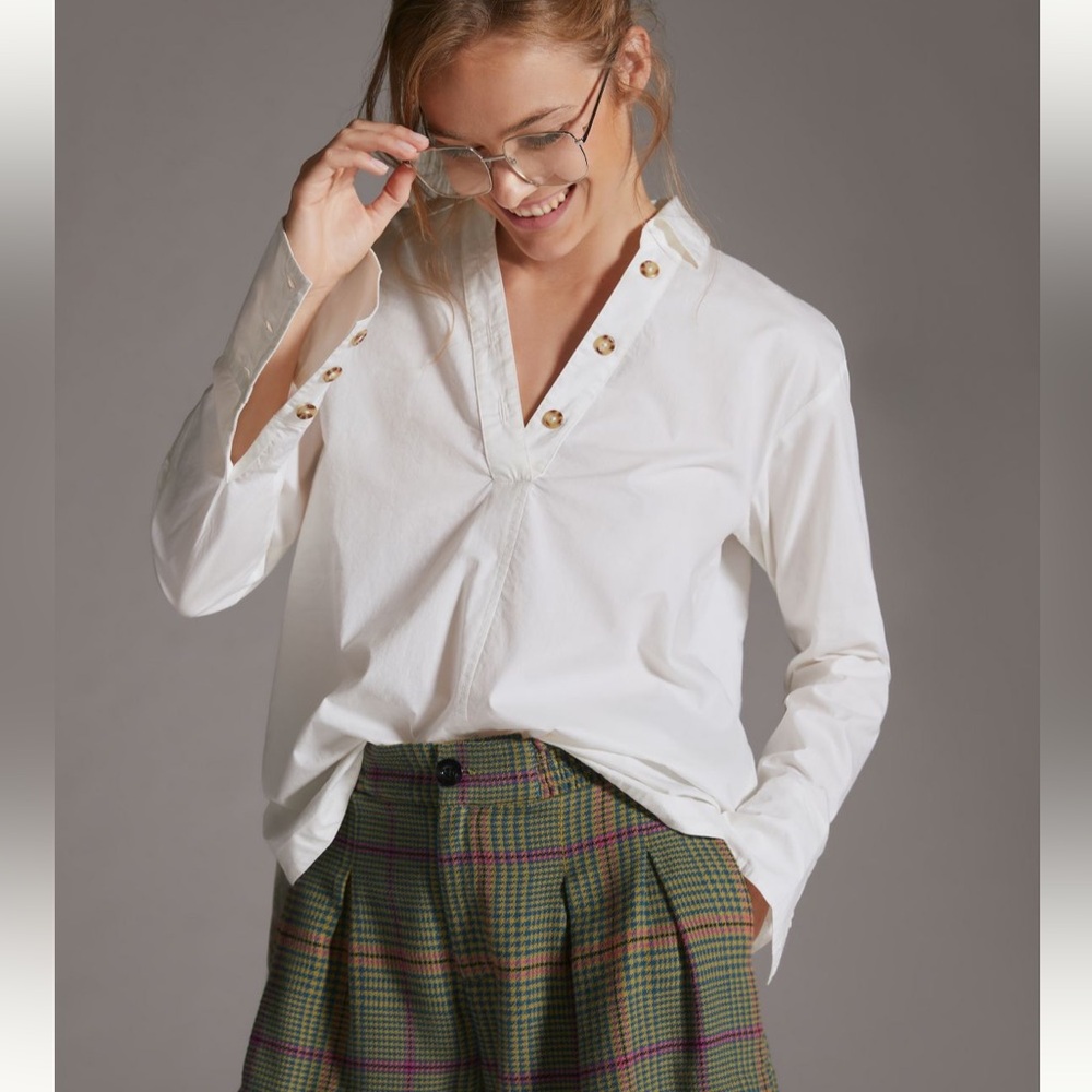ANTHROPOLOGIE | Maeve Henley Popover Shirt. Medium
